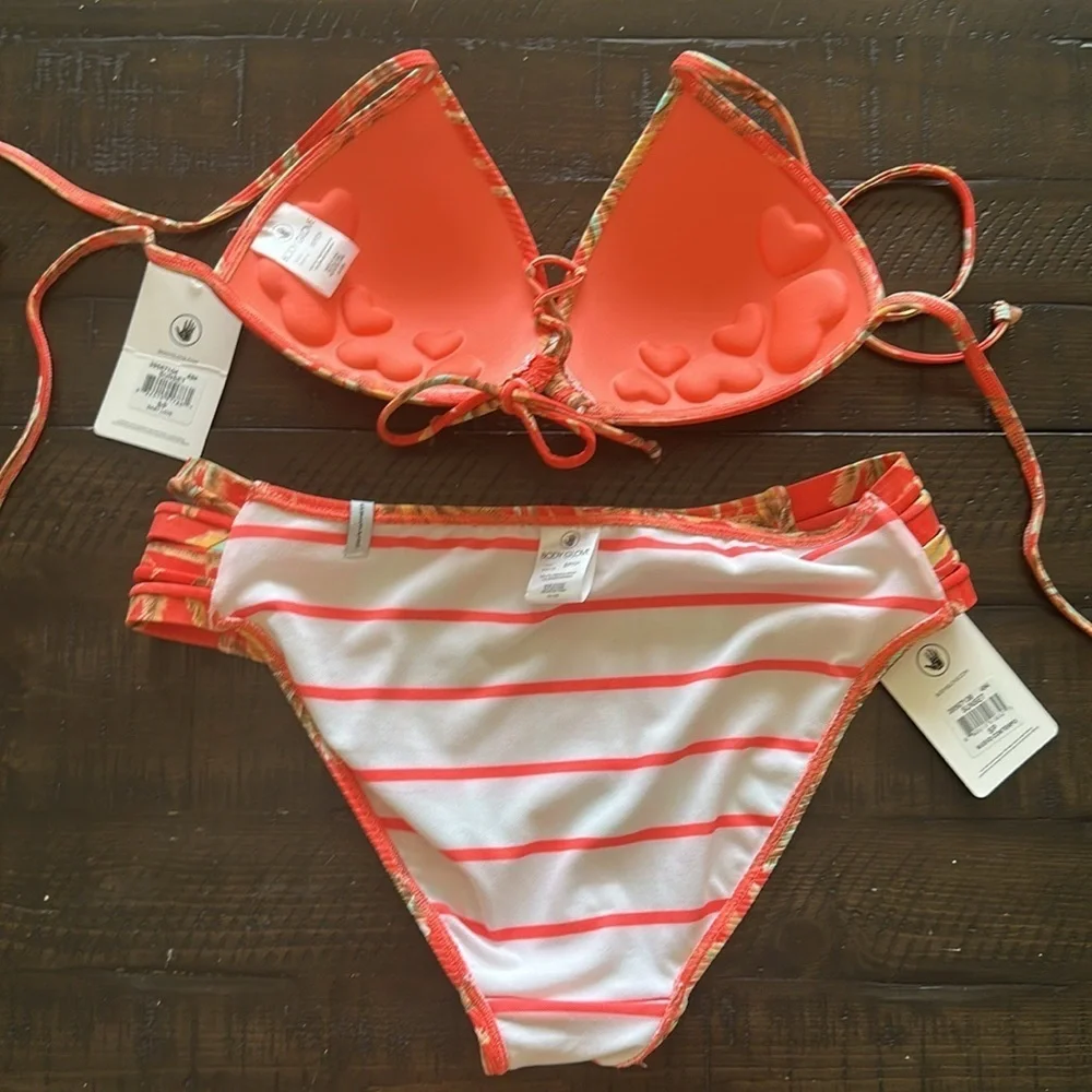 NEW Body Glove Bikini in Sunset Print Nuevo Contempo Bottoms Baby Love Top Small
